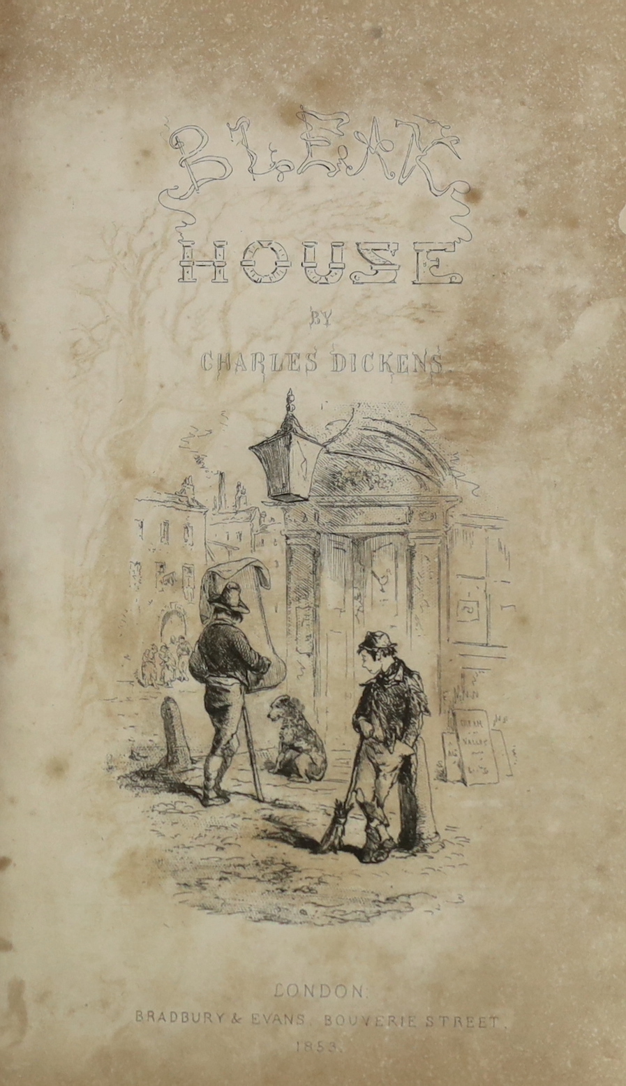 Dickens, Charles - Bleak House. First Edition, pictorial engraved and printed titles, frontis and 38 plates (by Hablot Brown). contemp. blind ruled and gilt decorated calf, rebacked preserving original panelled spine, ge